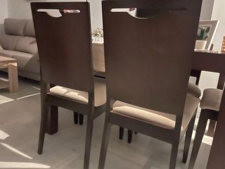 Sillas de comedor madera y tela. Juego de 6