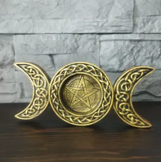 Ornamento Tripla Luna Pentacolo Portacandela Goth