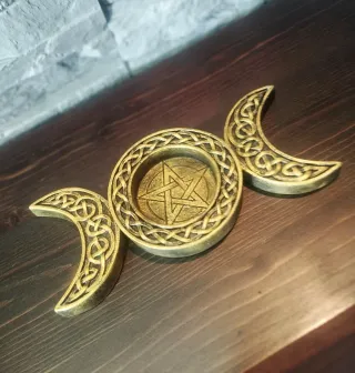 Ornamento Tripla Luna Pentacolo Portacandela Goth