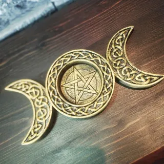 Ornamento Tripla Luna Pentacolo Portacandela Goth