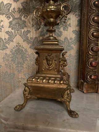 Coppia Candelabri Metallo Dorato