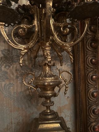 Coppia Candelabri Metallo Dorato