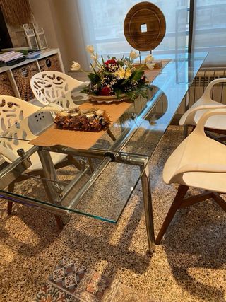 Mesa cristal extensible metálica
