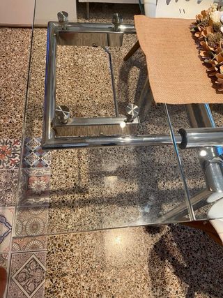 Mesa cristal extensible metálica