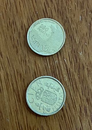 2 Monedas 100 y 25 Pesetas España
