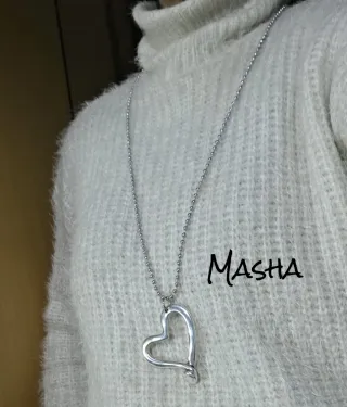 Collar largo corazón plata