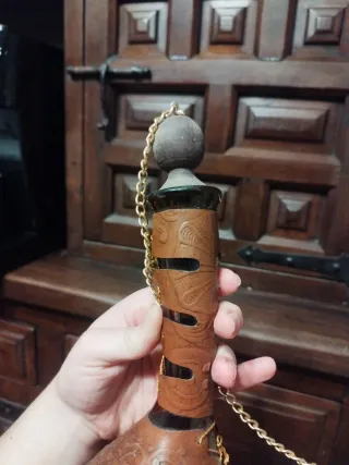 Porrón de vino cristal y cuero