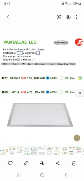 Lámparas, proyectores y plafones pantallas