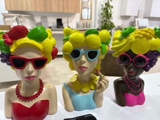 Cabeza Figura Decorativa Mujer Frutas