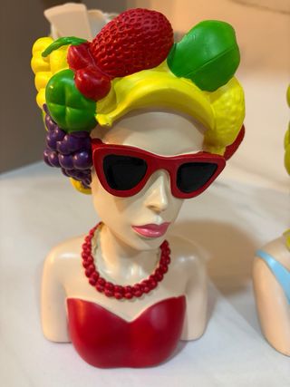Cabeza Figura Decorativa Mujer Frutas