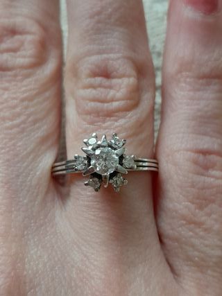 Anillo Oro Blanco 18K Diamantes