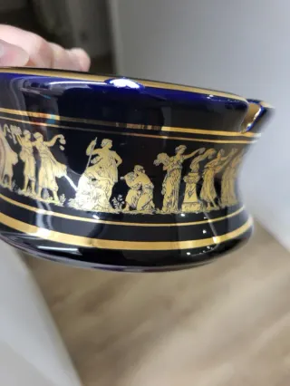 Cenicero Griego con Detalles en Oro 24k