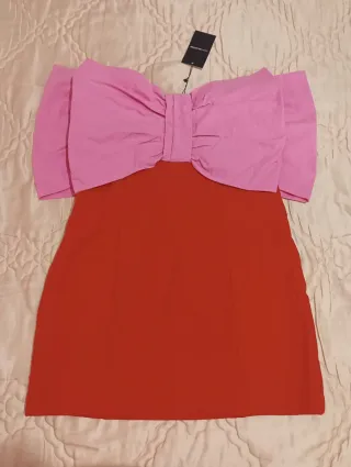 Vestido Sfera Lazo Rosa y Rojo Talla S. A Estrenar