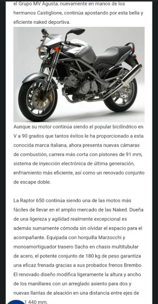 Moto limitada A2 Cagiva Raptor 650