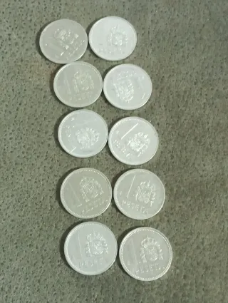 10 monedas de 1 peseta aluminio