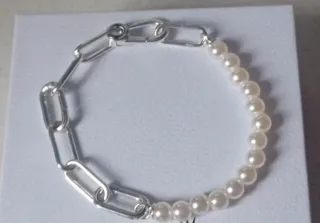 Bracciale maglie link e perle misura 19