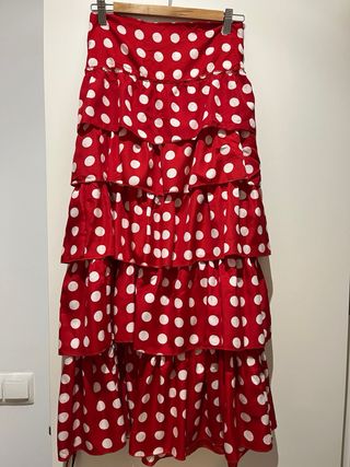 Falda flamenca lunares azul o rojo. Talla unica.