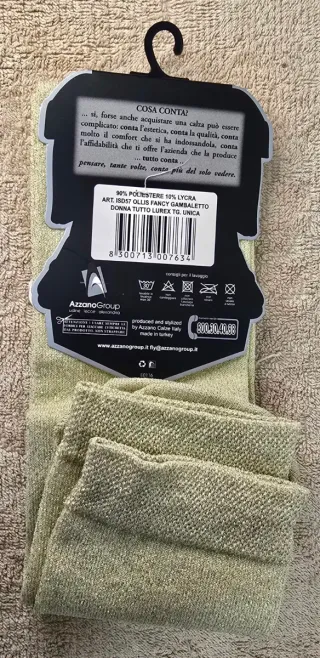 Calze lunghe donna verde acido con glitter oro