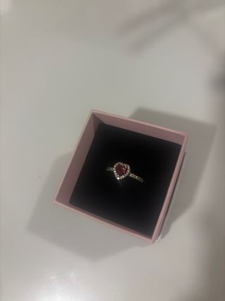 Anillo Pandora Corazón Rojo y Plata