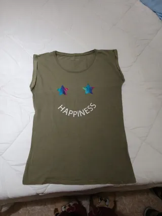 Camiseta sin mangas con estrellas y Happiness