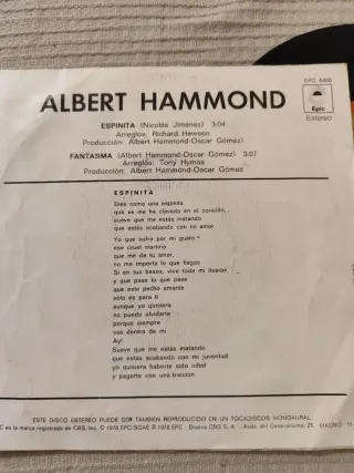 Vinilo Albert Hammond Espíñita