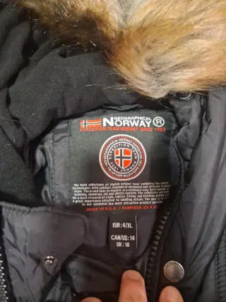 Abrigo Geographical Norway Negro Nuevo