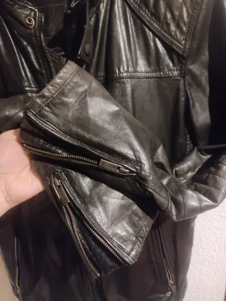 Chaqueta Cuero Massimo Dutti Negra