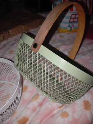 ( NUEVAS ) Pack 2 cestas metal y madera