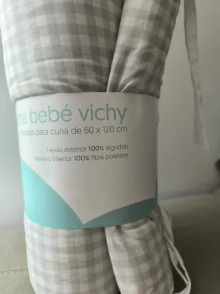 Protector chichonera cuna cuadro Vichy gris