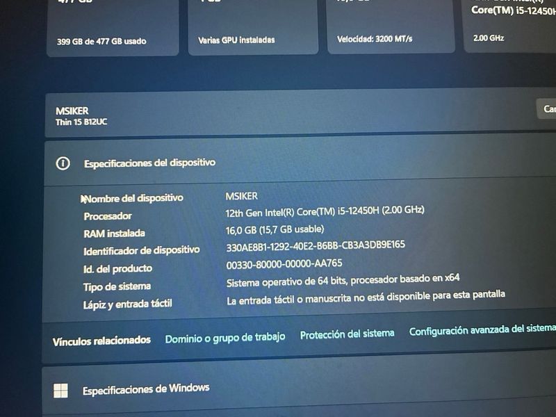 MSI Thin 15 Gaming i5/RTX 3050/16GB RAM/SSD 512GB afbeelding 8