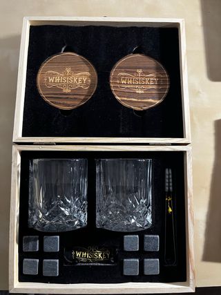 Set de Vasos de Whisky posavasos, piedras y pinza