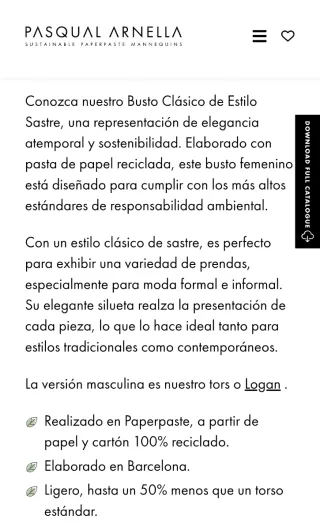 2 Torsos maniquí sostenible de papel reciclado