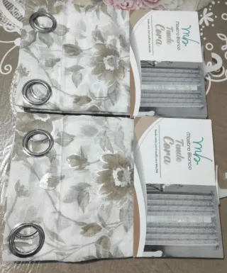 Tende Mastro Bianco Cora fiori beige