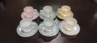 Juego 6 tazas y platos Arcopal antiguo