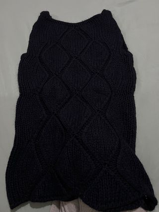 Gilet/Vestito Smanicato Blu con Motivo a Rombo