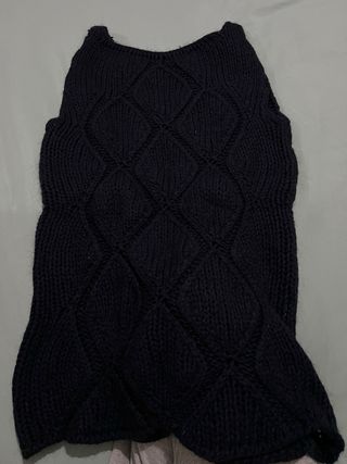 Gilet/Vestito Smanicato Blu con Motivo a Rombo