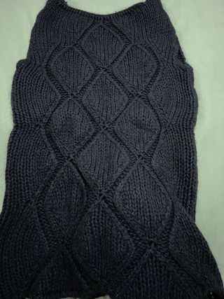 Gilet/Vestito Smanicato Blu con Motivo a Rombo