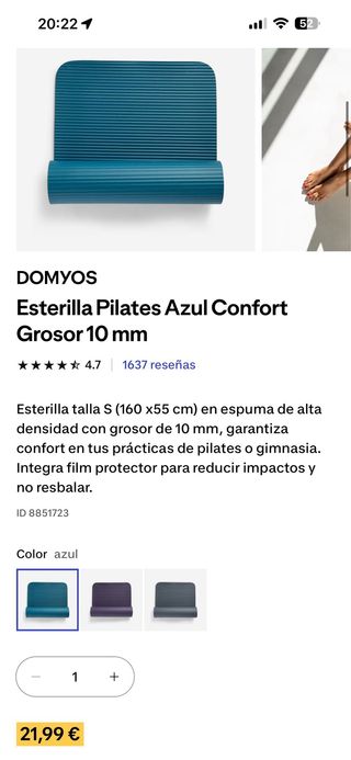 Esterilla Yoga Pilates 10mm Azul