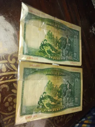 Billetes antiguos de España de pesetas.