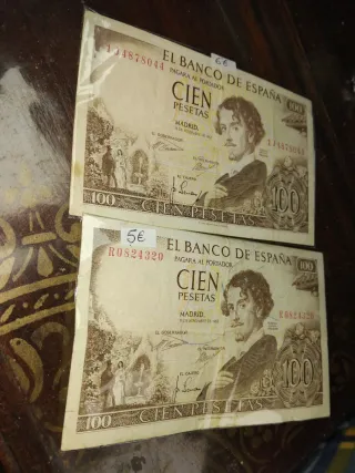 Billetes antiguos de España de pesetas.