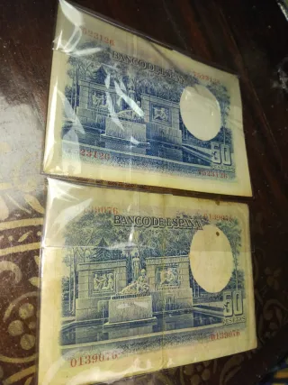 Billetes antiguos de España de pesetas.
