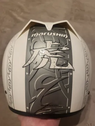 Casco Moto Marushin Mujer Plata y Blanco