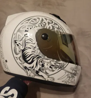 Casco Moto Marushin Mujer Plata y Blanco