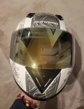 Casco Moto Marushin Mujer Plata y Blanco