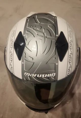 Casco Moto Marushin Mujer Plata y Blanco