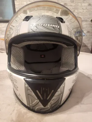 Casco Moto Marushin Mujer Plata y Blanco