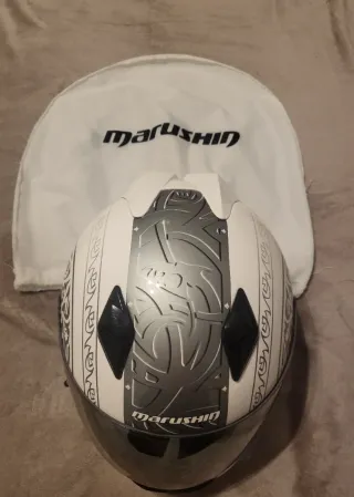 Casco Moto Marushin Mujer Plata y Blanco