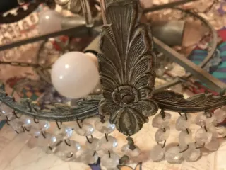 Lámpara araña vintage cristal y metal