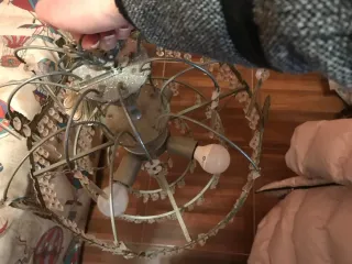 Lámpara araña vintage cristal y metal