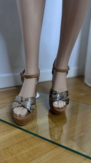 Sandali zeppa Bata cammello multicolore 40